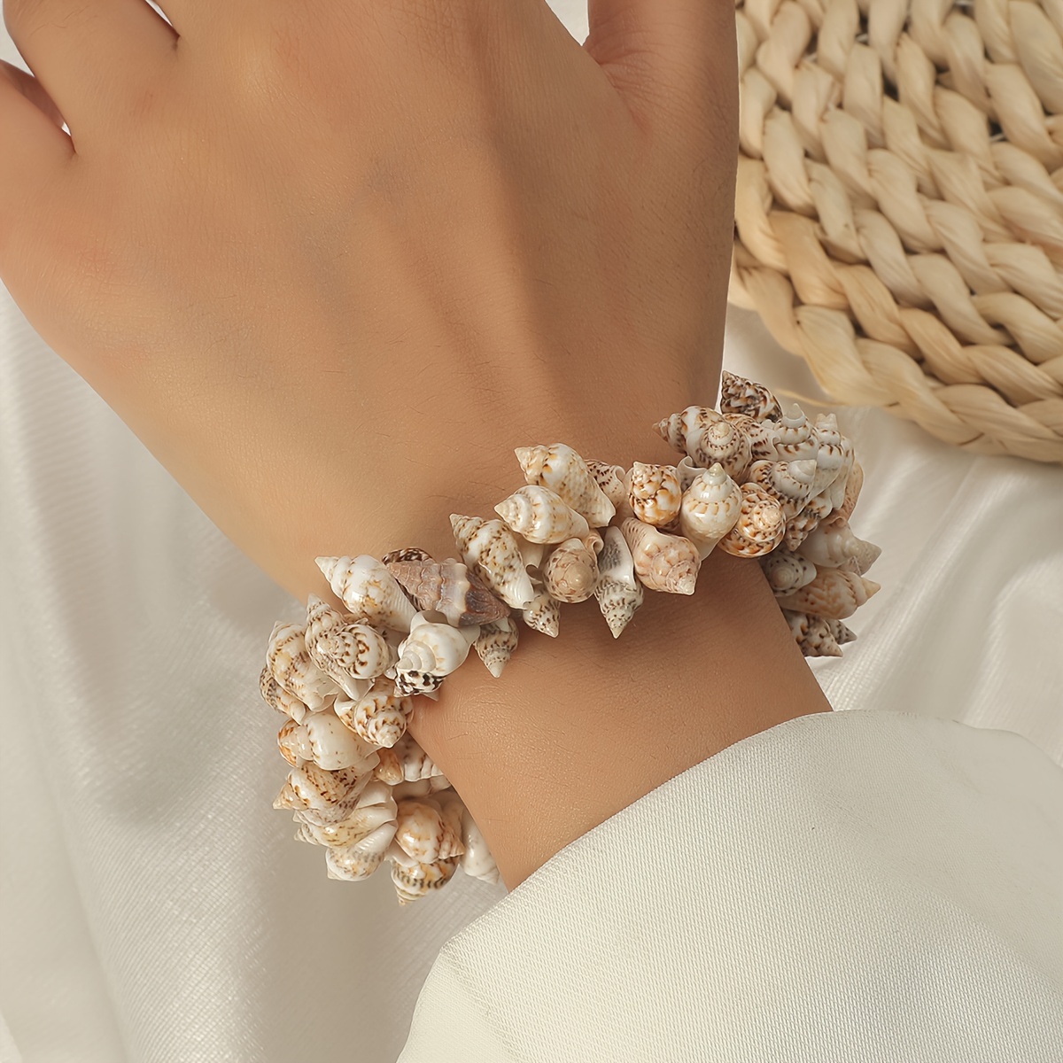 Boho Natural Conch Shell Bracelet for Women